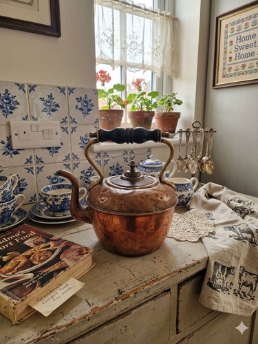 Antique copper tea kettle - tea, with