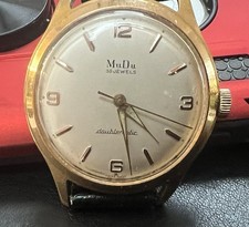 VINTAGE MUDU 30 JEWELS DOUBLEMATIC AUTOMATIC MENS WATCH GOLD PLATED 32MM