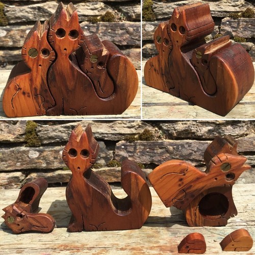 Vintage wooden puzzle cats - vintage,