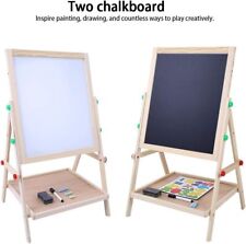 KIDS WOODEN 2 IN 1 BLACKBOARD & WHITEBOARD CHILDRENS EASEL CHALK DRAWING BOARD