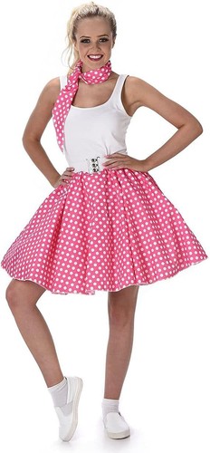 Ladies 1950s pink polka dot - ladies,
