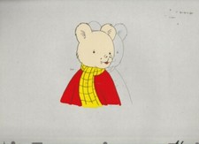 RUPERT THE BEAR Cartoon Animation 12.5x10.5" Cel A-6 w/ Red Sweater & Scarf