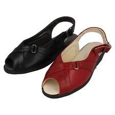 Ladies Equity Peep Toe Shoes Red or Black: Calypso