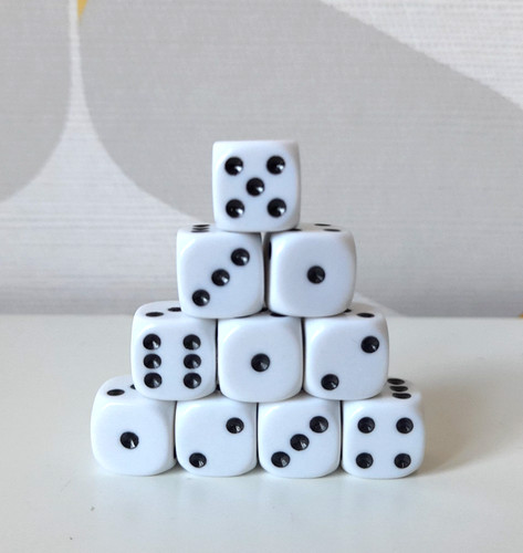 White dice with black - with, spots