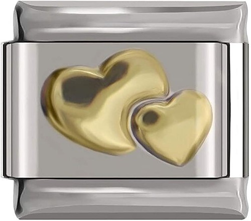 Gold double heart - double, italian