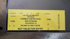 BEYONCE - MAY 01, 2025 SOFI STADIUM WHOLE UNUSED CONCERT TRANSFER TICKET