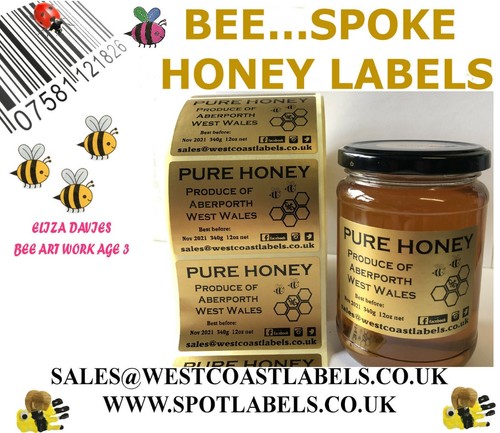 Honey jar labels gold - labels,,