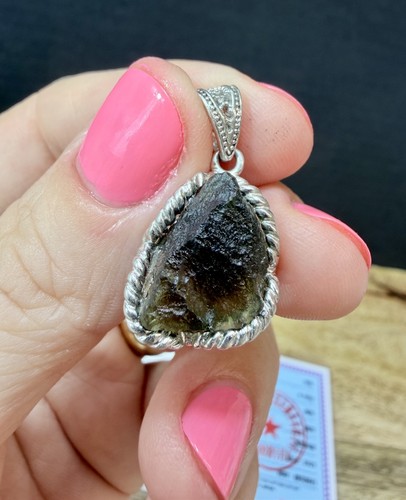 Crystal moldavite pendant s925 - crystal,