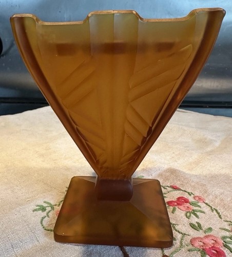 Art deco frosted amber pressed - art,
