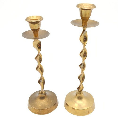 Vintage pair brass barley - pair,