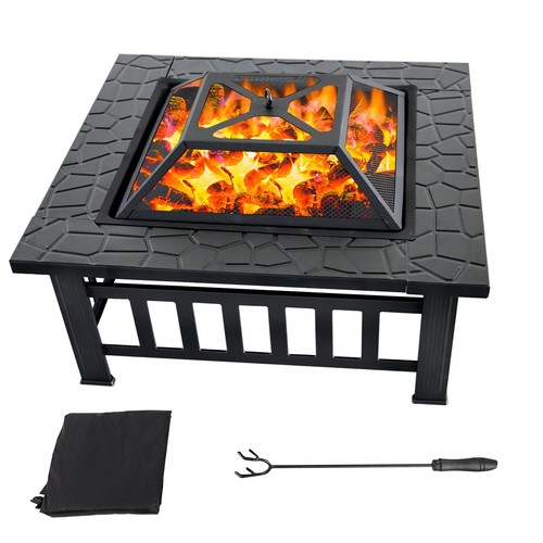 Square wood burning fire - wood,