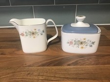 Royal Doulton Pastorale Milk Jug & Lidded Sugar Bowl H5002 Excellent Condition