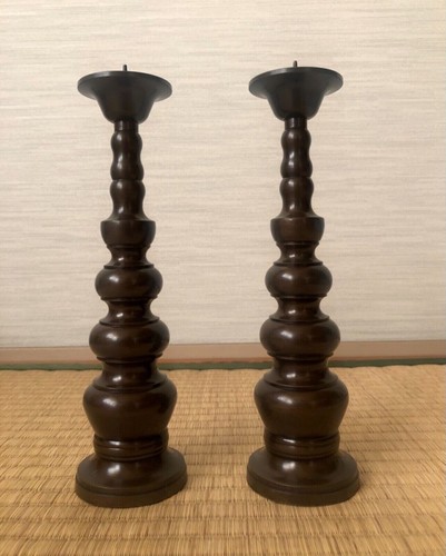 Pair japanese brass - brass, buddhist