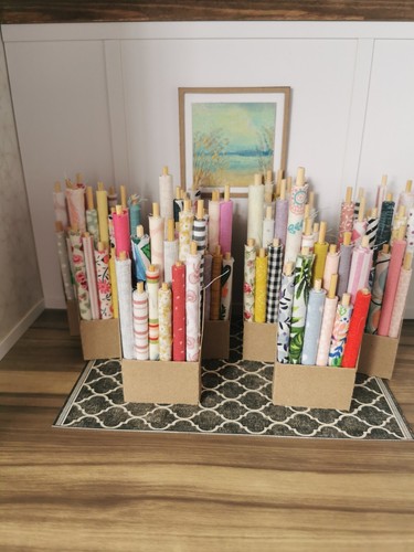 Dolls house fabric roll box - house,