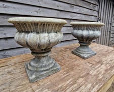 Large Outdoor Roman Urn Style Garden Ornamental Stone Planters (pair)