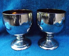 Very Rare Pair of Silver Lustre Goblets