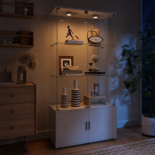 Glass display with - display, led