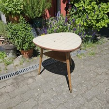 1950s Kidney Table With Storage And Patterned Top Mid Century Coffee Table