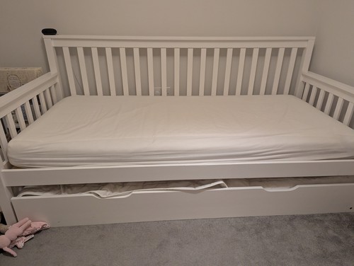 White wooden day bed frame - wooden,
