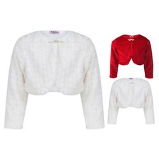 Girls Bolero Shrug Ivory Faux