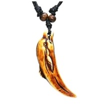 Dolphin Pendant Necklace Brown SURFBOARD Leather Cord Surfer Gift for Him Men