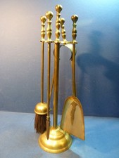 Companion Set Brass Fire Place Tongs Poker Pan Brush Vintage