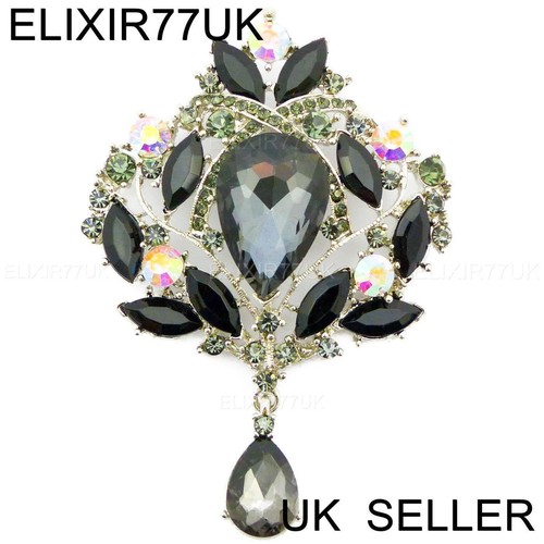 New silver large flower - silver, brooch