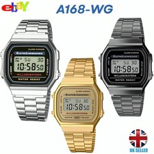 BRAND NEW Retro Classic Unisex Digital Steel Bracelet Watch A168WA-1YES GOLD