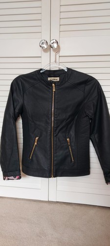 Girls faux leather biker - faux,