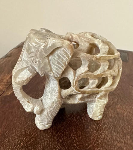 Soapstone elephant with - soapstone,