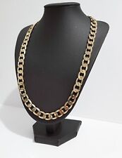9ct Gold Guilded 10mm Curb Chain 24" Length, Chunky Curb Chain Cuban Necklace
