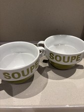 Soup Bowls Set Of 2. Green And