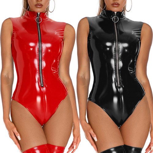 Women latex leather zipper - uk,