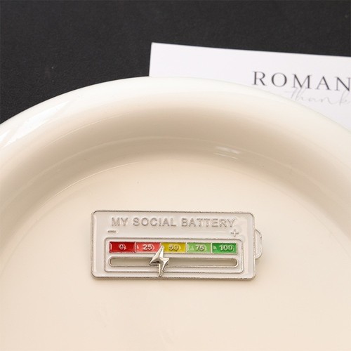 Social battery pin brooch - social,