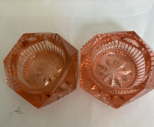 Vintage pink glass tea light - glass,