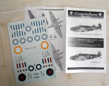 Lockheed Hudson 1:48 Classic Airframes Decals 48-001 Airplane Model Decals