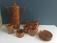 Portmeirion Totem Amber colour Coffee Set, Vintage 1970s Susan Williams-Ellis