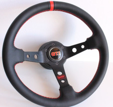 Steering Wheel fits For VW GTI Leather Golf Jetta MK1 MK2 Caddy Deep Dish 75-88