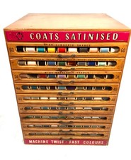 Antique Advertising - Coats Cotton Thread Spool Holder Haberdashery Shop Cabinet