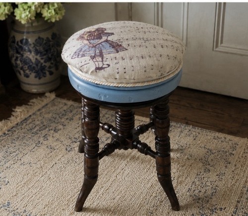 Vintage adjustable piano stool - vintage,