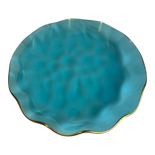 Turquoise glass charger plate - glass,