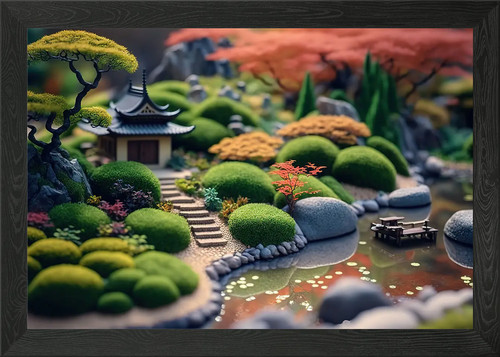 Japanese zen garden framed - garden,