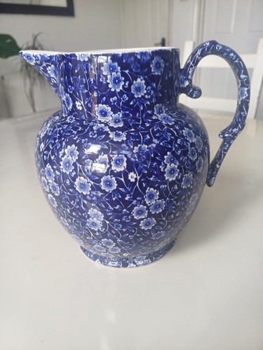 Blue calico large etruscan jug - etruscan,