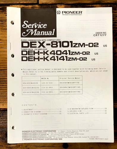 Pioneer dex 8101 deh k041 - dex-8101, zm
