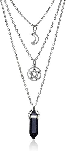 Moon pentagram necklace gothic - pentagram,