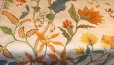 Osborne & Little fabric Cellah Petrol Mandarin remnant linen floral 54"W x 30"L