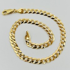 9ct Solid Yellow Gold Mens 5mm Curb Link Bracelet 8.5 INCH - 375 HALLMARKED