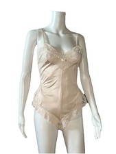 Formfit Vintage Soft Pink Satin And Lace Teddy Sz 34 (10-12)