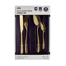 16pcs Matt Gold Effect Cutlery