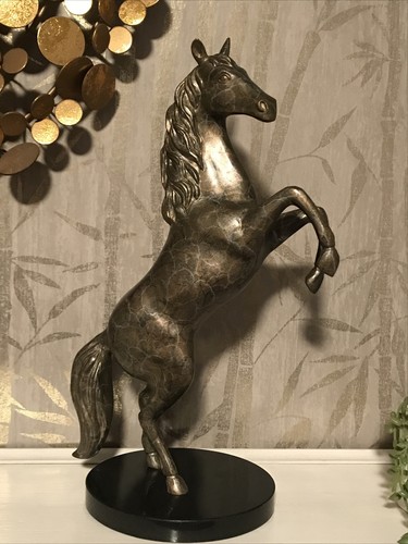 Bronze spelter rearing horse - &,